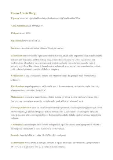 Roero Arneis Docg - Az. Agricola Cravanzola