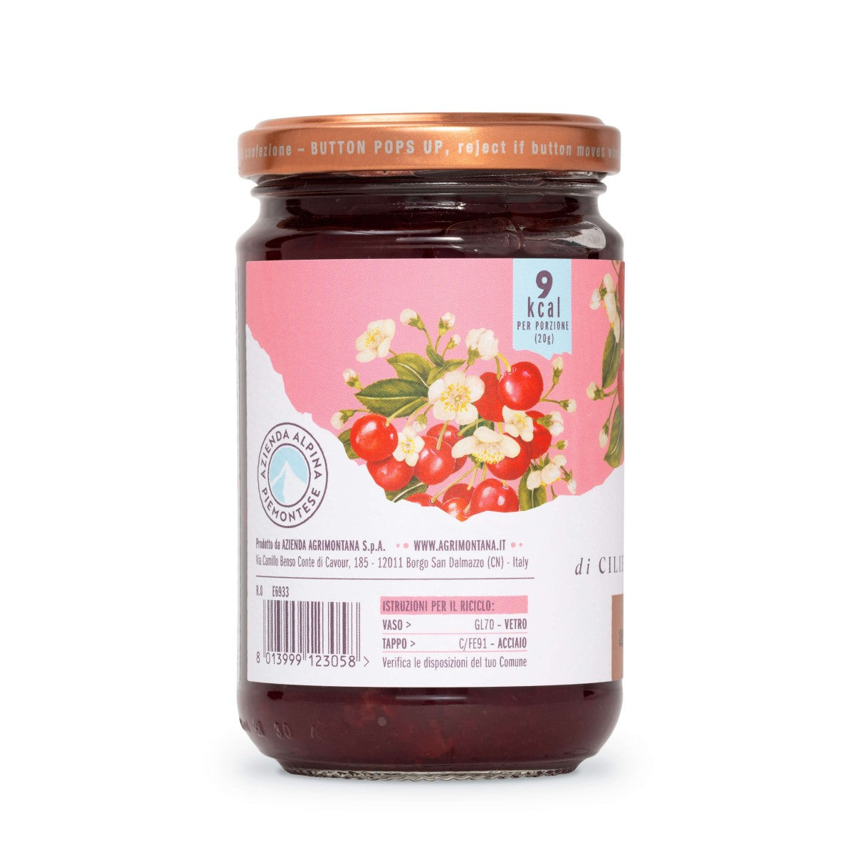 Confettura di Ciliegie e Amarene "Zero Zuccheri" 290 Grammi