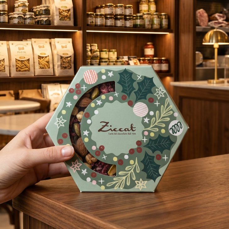 Ghirlanda di Cioccolato Fondente con Frutta a Guscio 110 Grammi