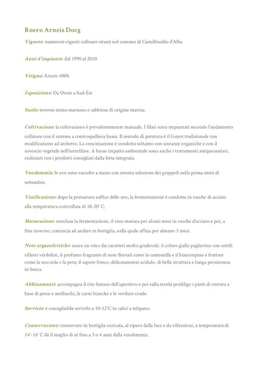 Roero Arneis Docg - Az. Agricola Cravanzola