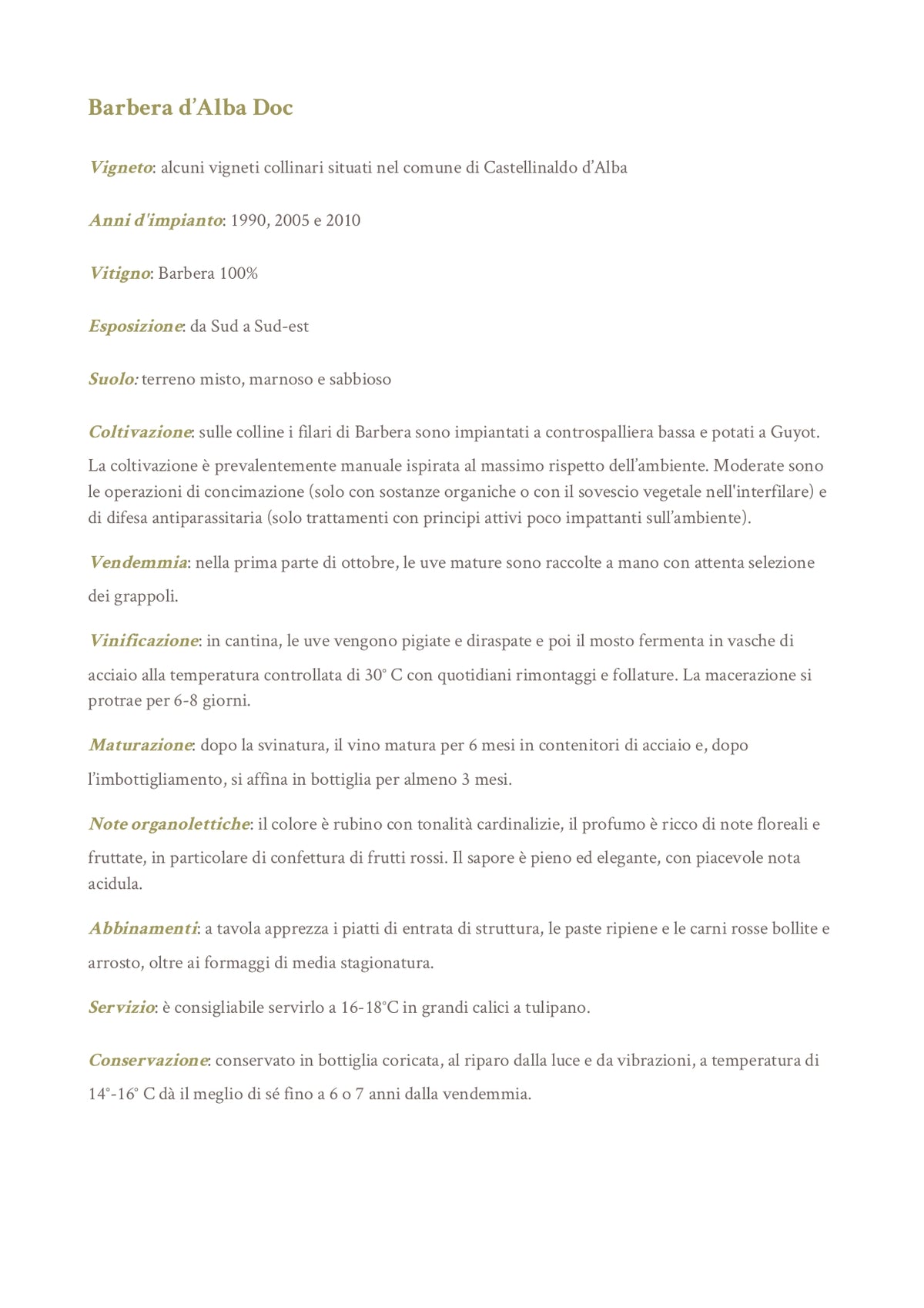 Barbera d'Alba Doc - Az. Agricola Cravanzola