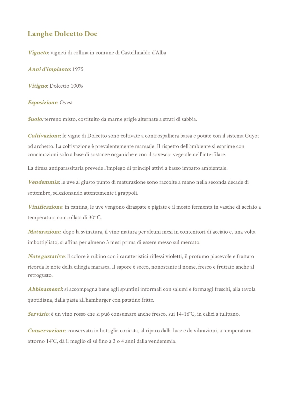 Langhe Dolcetto Doc - Az. Agricola Cravanzola