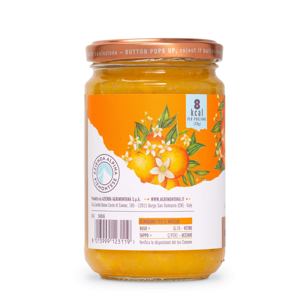 Confettura di Arance  "Zero Zuccheri" 290 Grammi