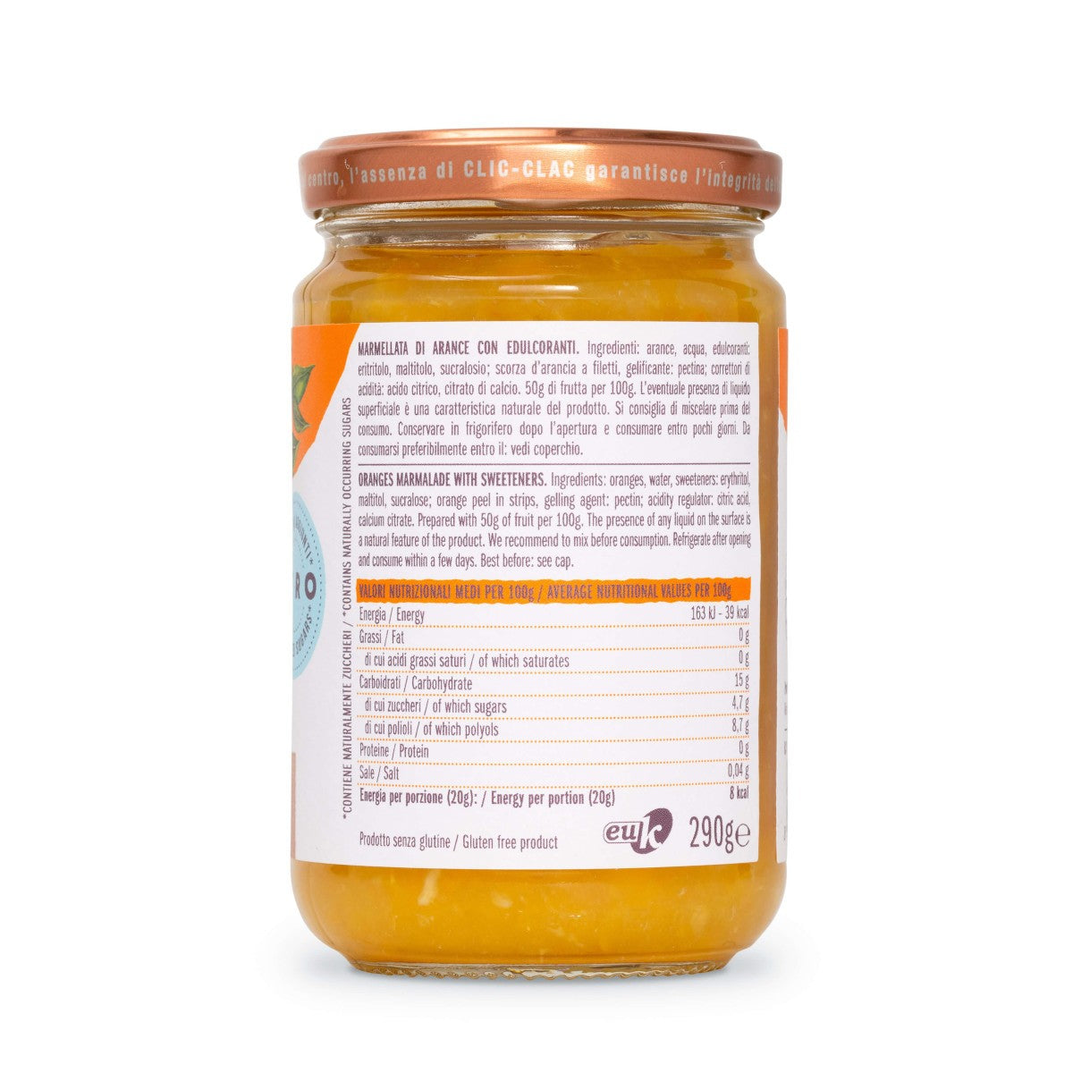 Confettura di Arance  "Zero Zuccheri" 290 Grammi