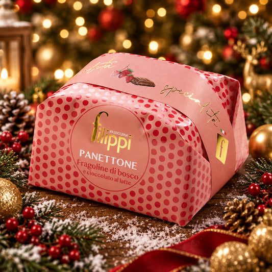 Panettone Fragoline di Bosco e Cioccolato al Latte 500 Grammi