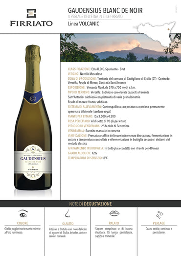 Gaudensius Blanc de Noir Etna D.O.C. Metodo Classico Brut - Firriato