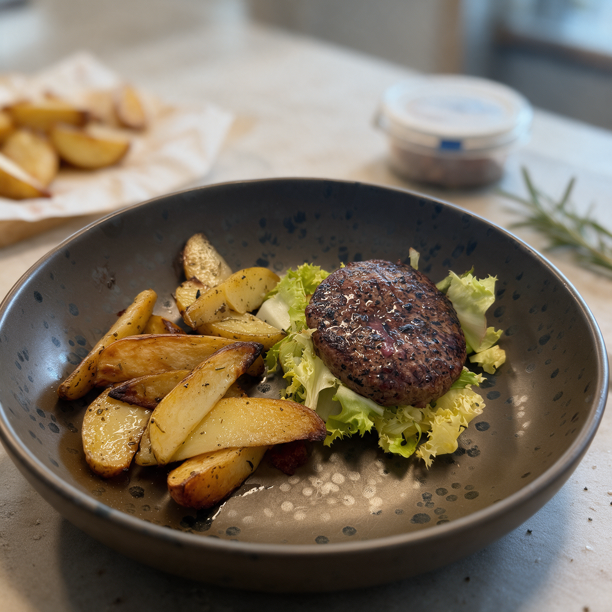 Hamburger di Fassona Piemontese con contorno