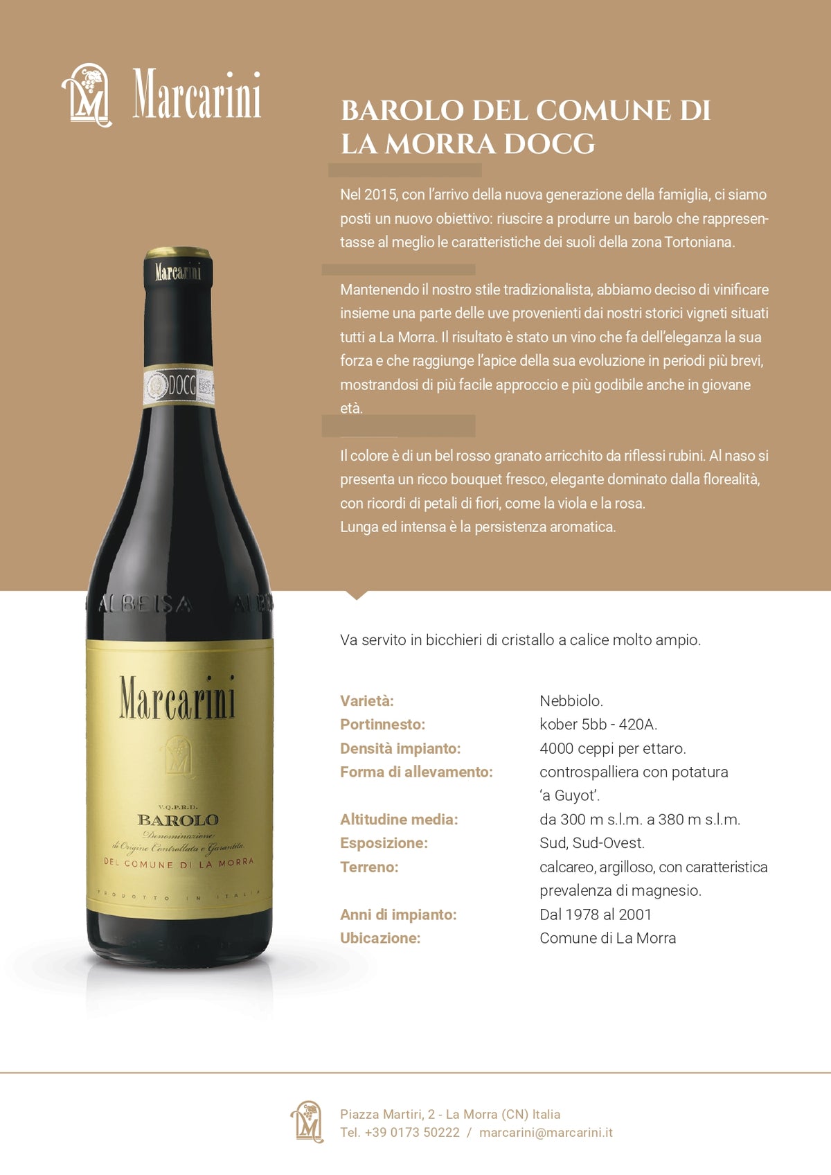 Barolo del Comune di La Morra Docg - Poderi Marcarini