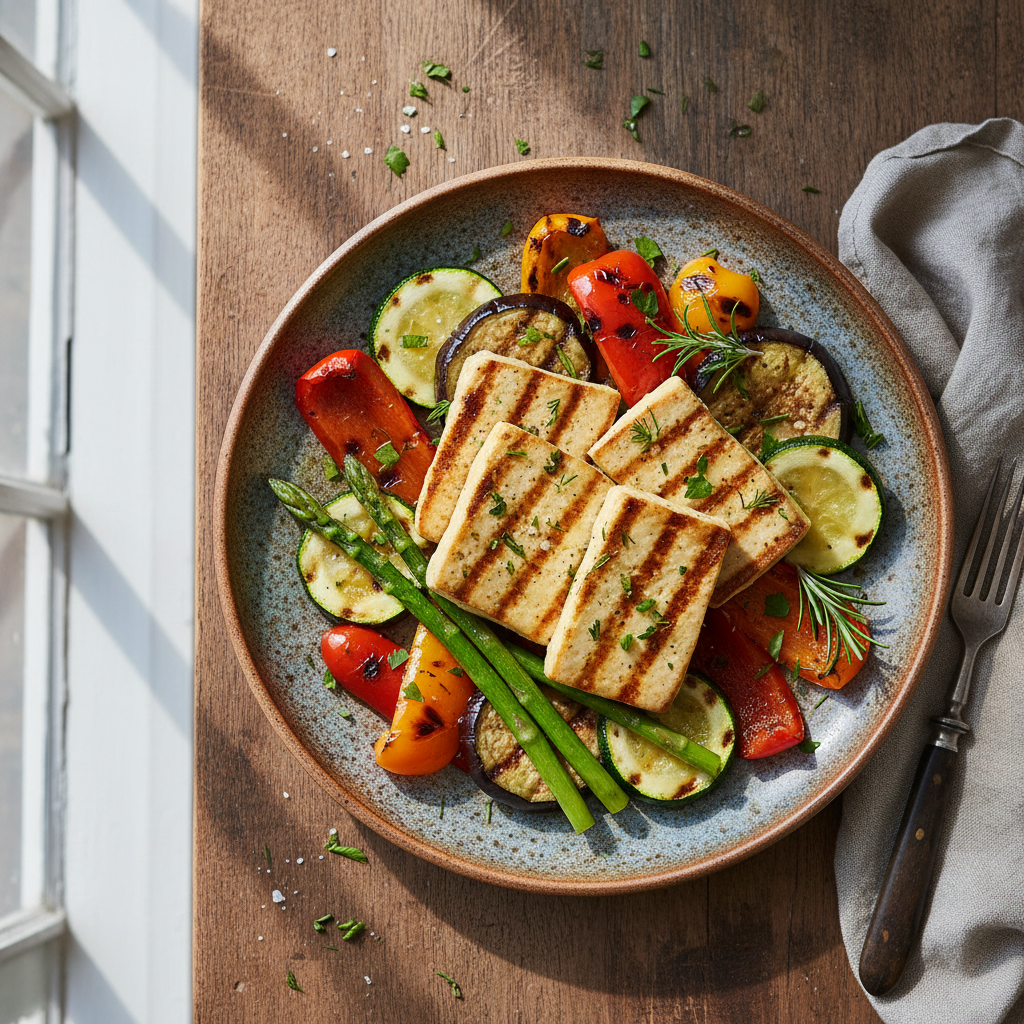 Tofu alla griglia con contorno